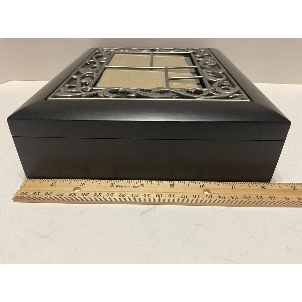 Royal Limited Wood Collage Box 5 Opening Photo Frame Lid‎ Black Silver 84780K